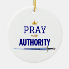 Adorno De Cerámica Pray with Authority - Blue, 
