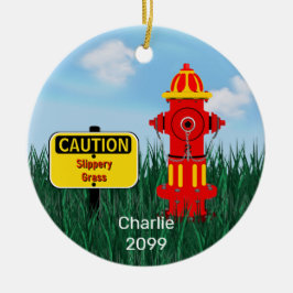 Adorno De Cerámica Precaución Resbaladiza Hierba Perro Cachorro Hidró