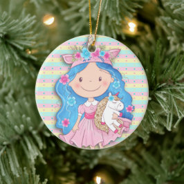Adorno De Cerámica Preciosa corbata Chica con Navidades de Unicornio