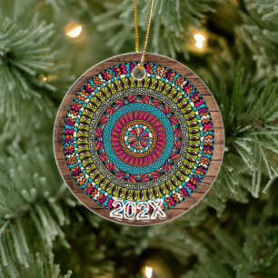 Adorno De Cerámica Precioso Mandala de Chakras con Nombre Personaliza