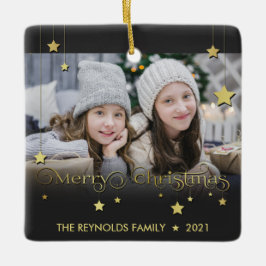 Adorno De Cerámica Precioso oro Feliz Navidad Estrellas