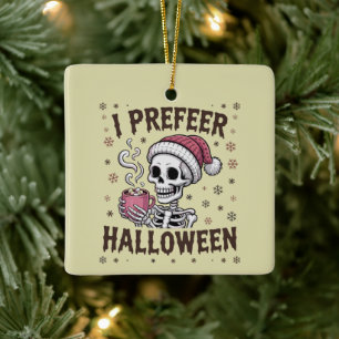 Adorno De Cerámica Prefiero Halloween Espeluznante Navidad Esquelétic