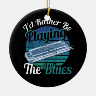 Adorno De Cerámica Prefiero Jugar Al Blues Harmonica Player Mu