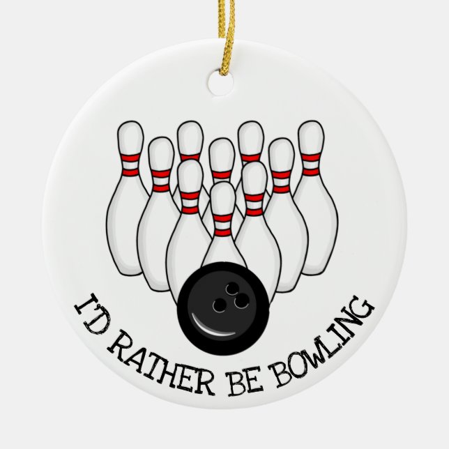 Adorno De Cerámica Prefiero ser Navidades de boliche (Frente)