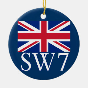 Adorno De Cerámica Prefijo postal SW7 de Londres con Union Jack