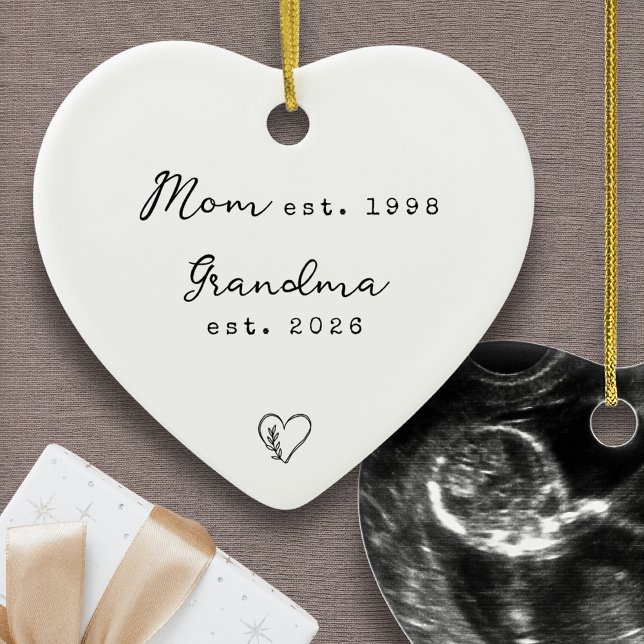 Adorno De Cerámica Pregnancy Announcement Custom Grandma Aunt Gift (Pregnancy Announcement Ornament New Grandma Gift Custom Baby Reveal Aunt to Be Personalized Sonogram)