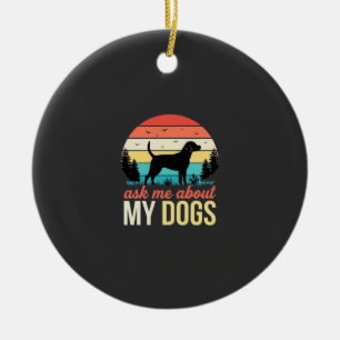Adorno De Cerámica Pregúntame sobre mis perros Retro Sunset_1