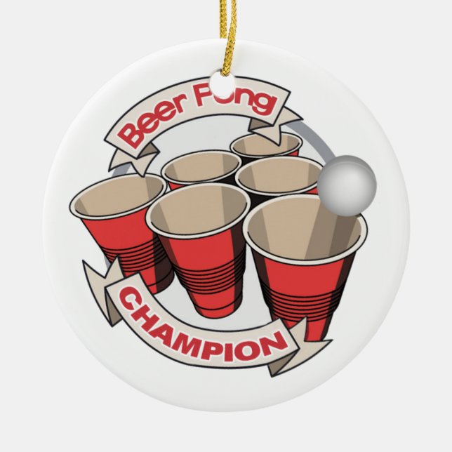 Adorno De Cerámica Premio Campeón de Beer Pong (Frente)