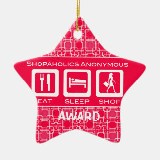 Adorno De Cerámica Premio Pink Funny Shopaholic Eat Sleep Shop