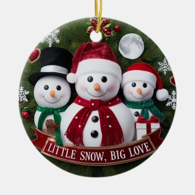 Adorno De Cerámica Premium Luxury Snowman Family Christmas Wreath  (Frente)