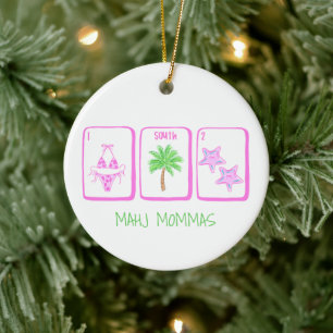 Adorno De Cerámica Preppy MAHJ MOMMAS Playa Mahjong Personalizado