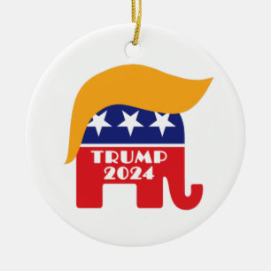Adorno De Cerámica President Trump 2024 Republican Elephant Hair Logo