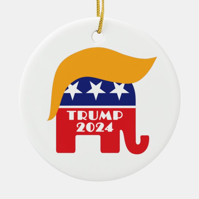 Adorno De Cerámica President Trump 2024 Republican Elephant Hair Logo (Frente)