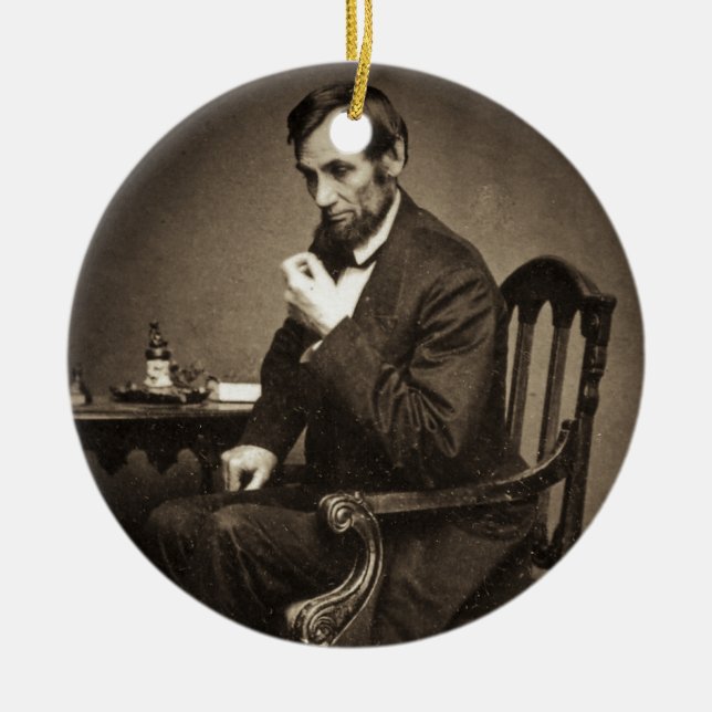 ADORNO DE CERÁMICA PRESIDENTE ABRAHAM LINCOLN 1862 STEREOVIEW (Frente)