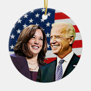 Adorno De Cerámica Presidente Biden y VP Harris Keepsake