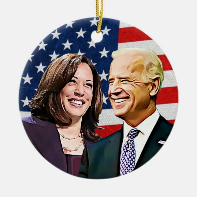 Adorno De Cerámica Presidente Biden y VP Harris Keepsake (Frente)