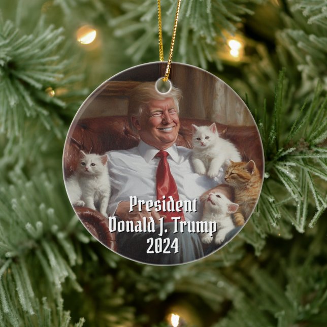 Adorno De Cerámica Presidente Donald J. Trump Gats Kittens 2024 (Árbol)