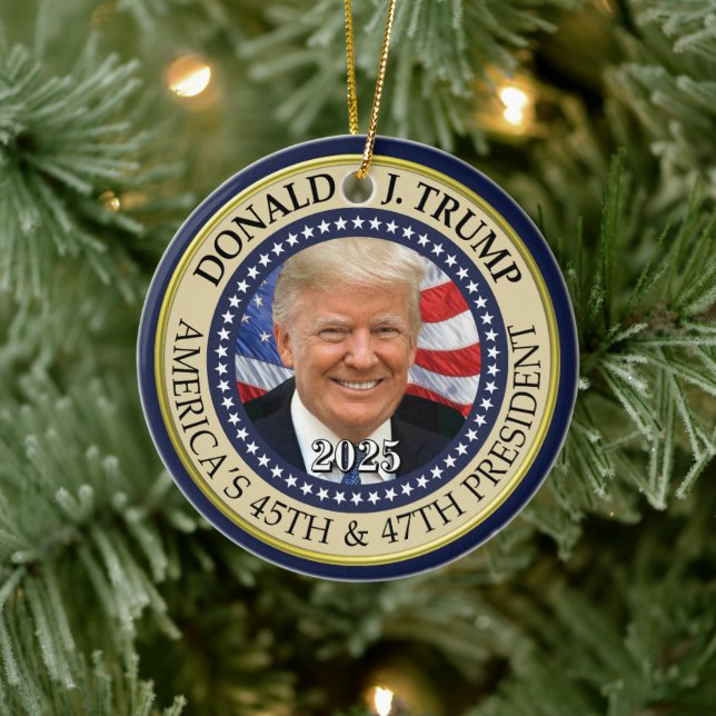 Adorno De Cerámica Presidente Donald Trump 47º presidente 2024 Foto (Árbol)