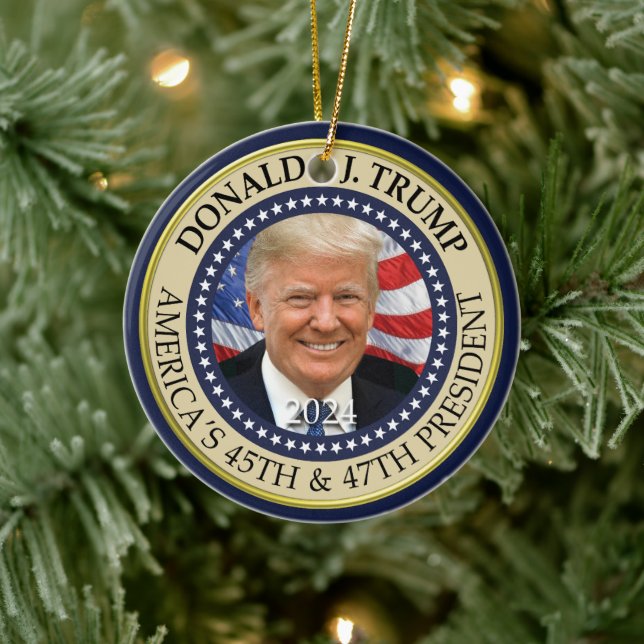 Adorno De Cerámica Presidente Donald Trump 47º presidente 2024 Foto (Árbol)