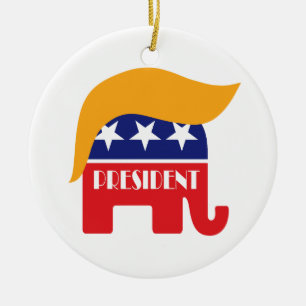 Adorno De Cerámica Presidente Donald Trump GOP Elephant Hair