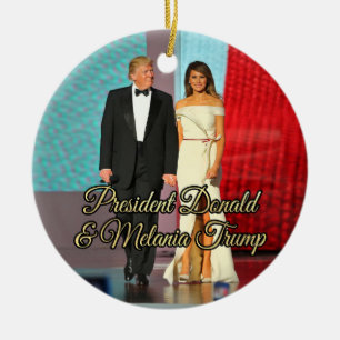 Adorno De Cerámica Presidente Donald Trump y foto de Melania