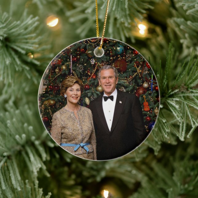 Adorno De Cerámica Presidente George Bush, Laura Navidades Casa Blanc (Árbol)
