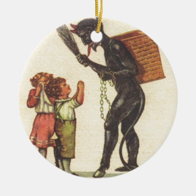 Adorno De Cerámica Presionar Con Krampus (Frente)