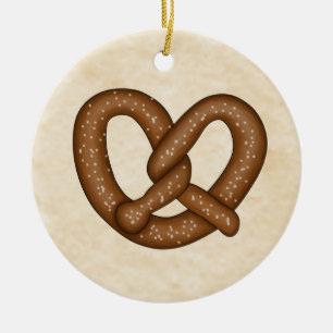 Adorno De Cerámica Pretzel con el símbolo de Bkgd Beige