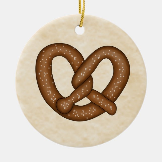 Adorno De Cerámica Pretzel con el símbolo de Bkgd Beige (Frente)