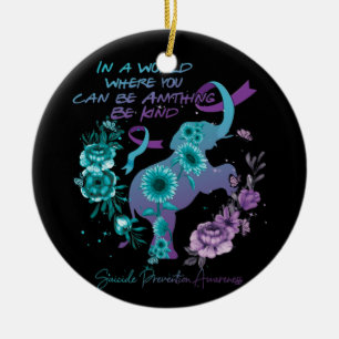 Adorno De Cerámica Prevención del suicidio Elefante de girasol morad