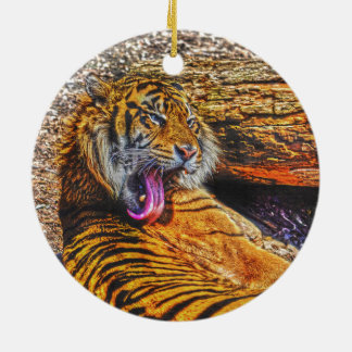 Adorno De Cerámica Previendo el arte de vida salvaje del tigre grande