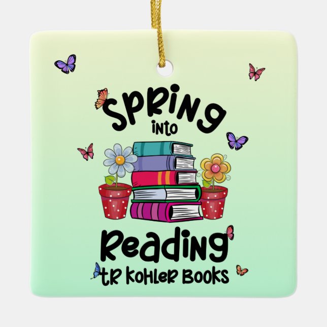 Adorno De Cerámica Primavera en la lectura de los Libros de TR Kohler (Anverso)