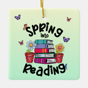 Adorno De Cerámica Primavera en lectura