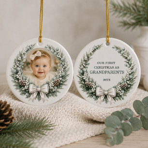 Adorno De Cerámica Primer Año como Foto de Navidad de Abuelos