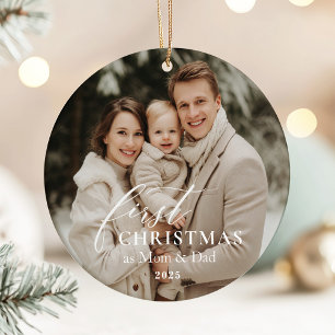 Adorno De Cerámica Primer Año como Mamá y Papá Navidad Foto