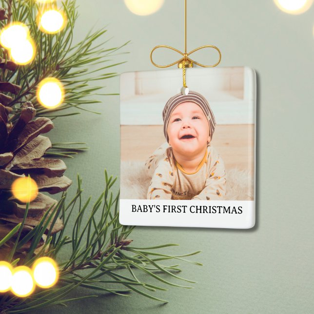 Adorno De Cerámica Primer año de foto navideña del bebé (Subido por el creador)