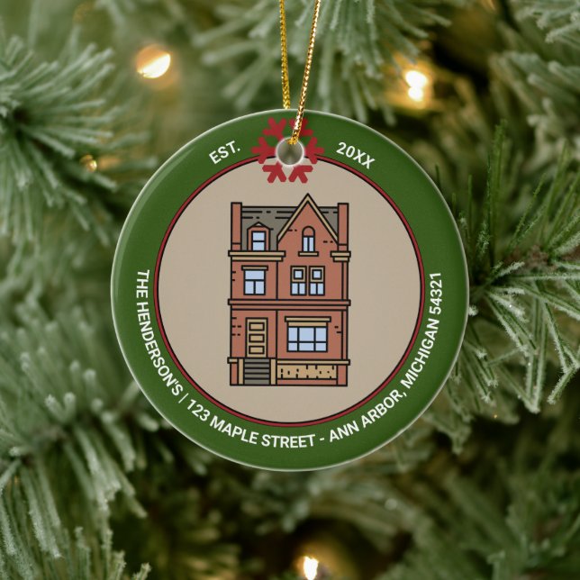 Adorno De Cerámica Primer Año Hogar Para Las Vacaciones Personalizada (Árbol)