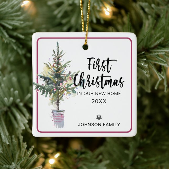 Adorno De Cerámica Primer árbol de Navidad en nuestra nueva foto de c (Árbol)