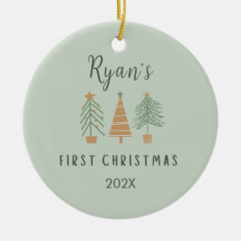 Adorno De Cerámica Primer árbol de navidad personalizado del bebé