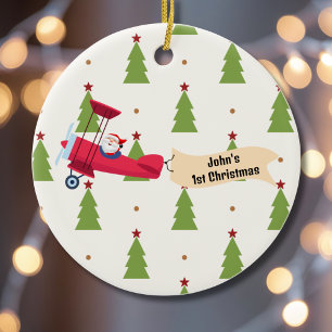 Adorno De Cerámica Primer Avión de Navidad y Árboles de Santa Niño Pe