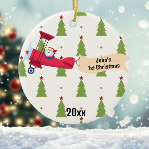 Adorno De Cerámica Primer Avión de Navidad y Árboles de Santa Niño Pe