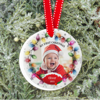 Adorno De Cerámica Primer bebé de Navidad Recuerdo de dos lados con d