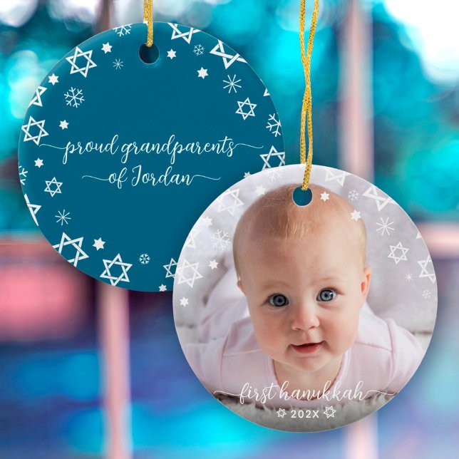 Adorno De Cerámica Primer bebé Hanukkah Stars Snowflakes Abuelos (Subido por el creador)