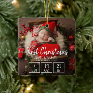 Adorno De Cerámica Primer bebé recién nacido de Navidad, muestra una 