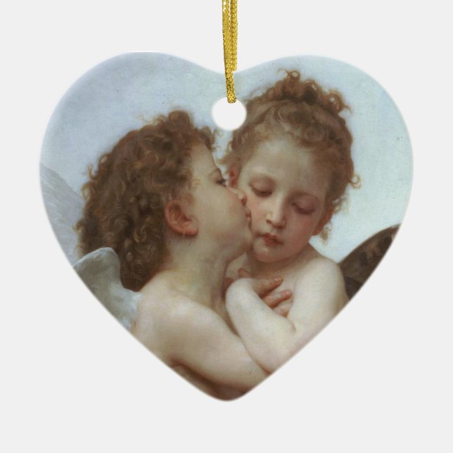 Adorno De Cerámica Primer beso - pintura hermosa del ángel (Frente)