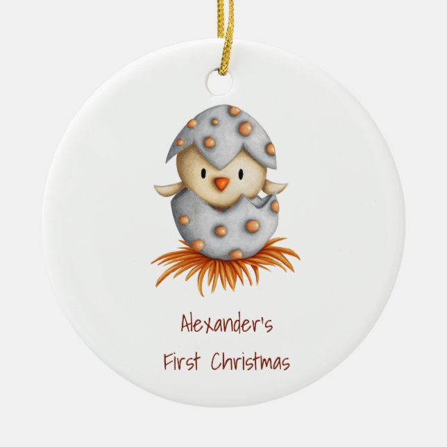 Adorno De Cerámica Primer Bird Navideña Personalizada (Frente)