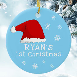 Adorno De Cerámica Primer Ce de Nochebuena de Santa Hat Red Hat para 