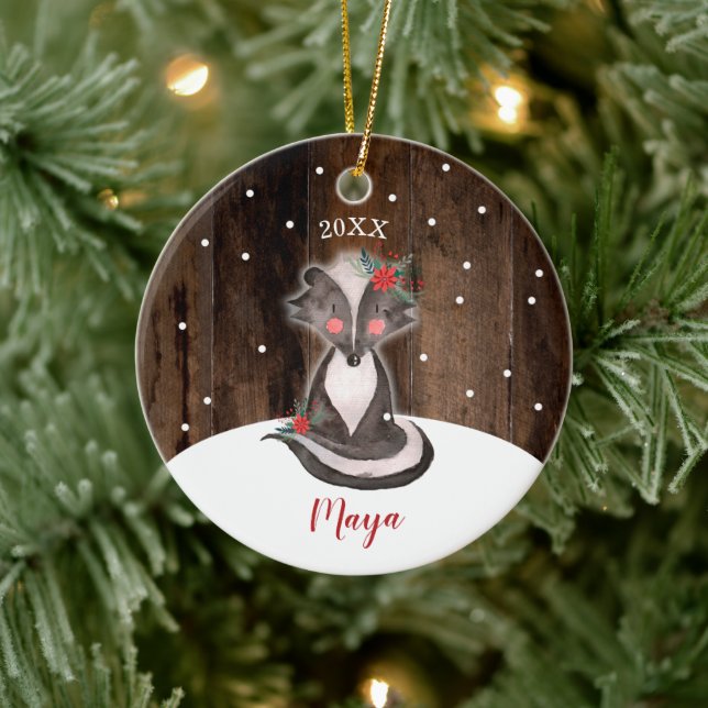 Adorno De Cerámica Primer Chica del recién nacido personalizado del p (Árbol)