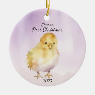 Adorno De Cerámica Primer Chico Rosa de Navidad Personalizado
