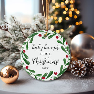 Adorno De Cerámica Primer Círculo Navideño de Cute Baby Bump